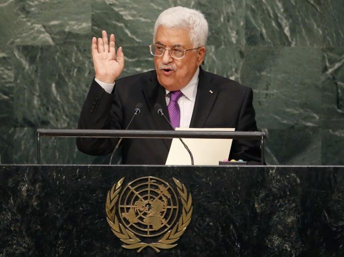 Palestinian President Mahmoud Abbas addresses attendees during the 70th session of the United Nations General Assembly at the U.N. headquarters in New York, September 30, 2015. REUTERS/Mike Segar
