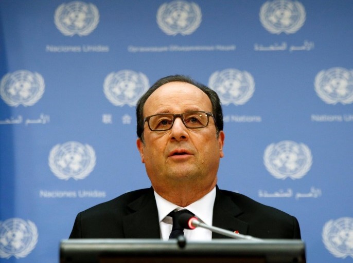 French President Francois Hollande speaks during a news conference on the sidelines of the United Nations General Assembly at United Nations headquarters in New York City, U.S. September 20, 2016. REUTERS/Brendan McDermid