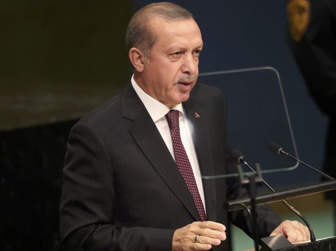 President Tayyip Erdogan of Turkey addresses the 71st United Nations General Assembly in Manhattan, New York, U.S. September 20, 2016. REUTERS/Carlo Allegri