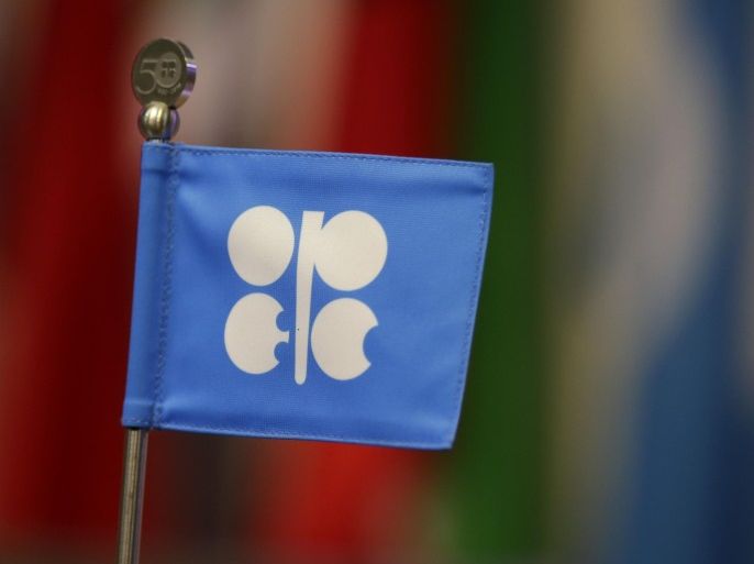 A OPEC flag is seen during the presentation of OPEC's 2013 World Oil Outlook in Vienna , November 7, 2013. Organization of the Petroleum Exporting Countries could lose almost 8 percent of its oil market share in the next five years as the shale energy boom and other competing sources boost rival supply, offering the exporter group little benefit from rising world demand. REUTERS/Leonhard Foeger (AUSTRIA - Tags: POLITICS ENERGY BUSINESS LOGO)