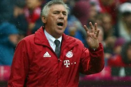 Football Soccer - Bayern Munich v FC Ingolstadt 04 - German Bundesliga - Allianz-Arena, Munich, Germany - 17/09/16 Bayern Munich's coach Carlo Ancelotti reacts. REUTERS/Michael Dalder. DFL RULES TO LIMIT THE ONLINE USAGE DURING MATCH TIME TO 15 PICTURES PER GAME. IMAGE SEQUENCES TO SIMULATE VIDEO IS NOT ALLOWED AT ANY TIME. FOR FURTHER QUERIES PLEASE CONTACT DFL DIRECTLY AT + 49 69 650050
