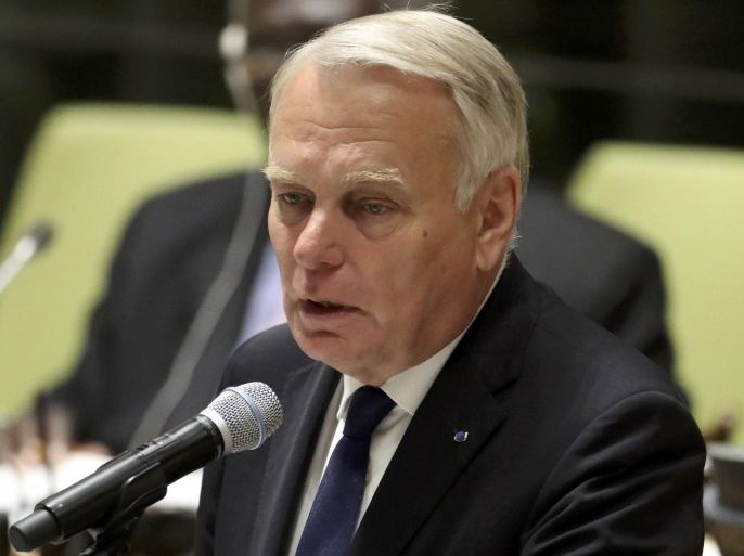 France's Minister for Foreign Affairs Jean-Marc Ayrault speaks during a high-level meeting on addressing large movements of refugees and migrants at the United Nations General Assembly in Manhattan, New York, U.S. September 19, 2016. REUTERS/Carlo Allegri