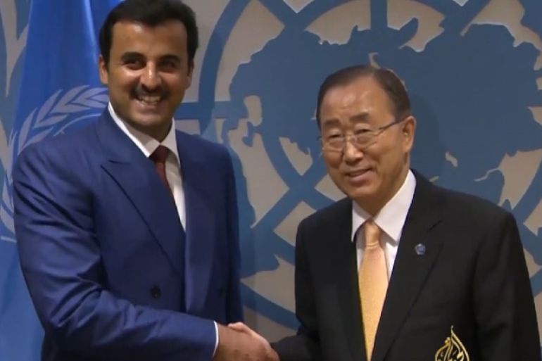 أمير قطر التقى الأمين العام للأمم المتحدة على هامش الجمعية العمومية
