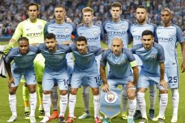 Britain Soccer Football - Manchester City v Borussia Monchengladbach - UEFA Champions League Group Stage - Group C - Etihad Stadium, Manchester, England - 14/9/16 Manchester City team group before the match Action Images via Reuters / Carl Recine Livepic EDITORIAL USE ONLY.