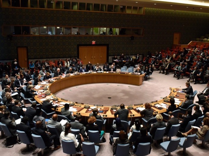 The United Nations Security Council meets on the recent Israeli-Palestinian violence, at United Nations headquarters in New York, New York, USA, 16 October 2015. In the past month, eight Israelis have been killed in Palestinian attacks and 34 Palestinians have been killed by Israeli gunfire.