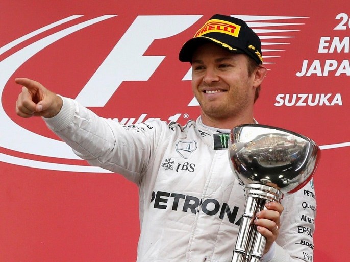 Formula One - Japanese Grand Prix - Suzuka Circuit, Japan- 9/10/16. Mercedes' driver Nico Rosberg of Germany celebrates winning the race. REUTERS/Toru Hanai