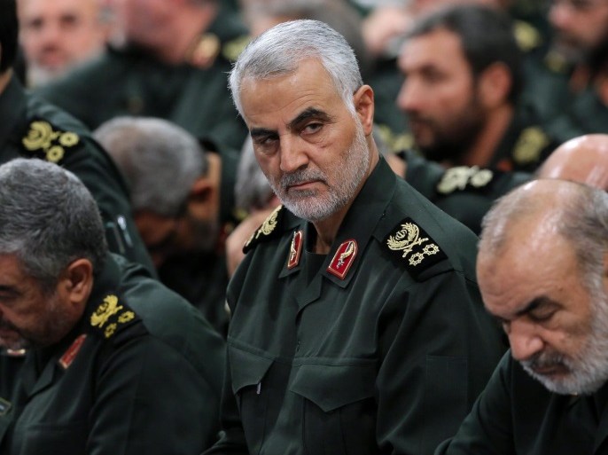 A handout picture made available by the Iranian supreme leader's official website showing Iranian Quds Force Head, General Ghasem Soleimani (C) along other commanders during a meeting with Iranian supreme leader Ayatollah Ali Khamenei in Tehran, Iran, 18 September 2016. Reports state the meeting was held on the occasion of the national 'Sacred Defense Week' which commemorates the 1980-1988 Iran-Iraq war. EPA/LEADER OFFICIAL WEBSITE / HANDOUT