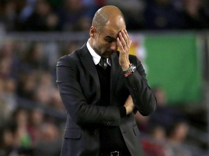 Manchester's coach Pep Guardiola during the UEFA Champions League group C match between FC Barcelona and Manchester City at Camp Nou stadium in Barcelona, Catalonia, Spain, 19 October 2016.