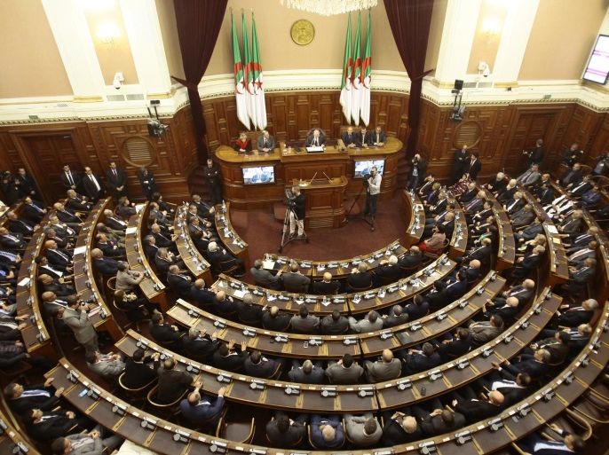 A general view of the upper parliament chamber is pictured in Algiers, Algeria February 2, 2016. Algeria’s parliament will vote on February 7, 2016 for the new constitution that could be President Abdelaziz Bouteflika’s final farewell stage after consolidating power and removing the army from political sphere. Picture taken February 2, 2016. REUTERS/Ramzi Boudina