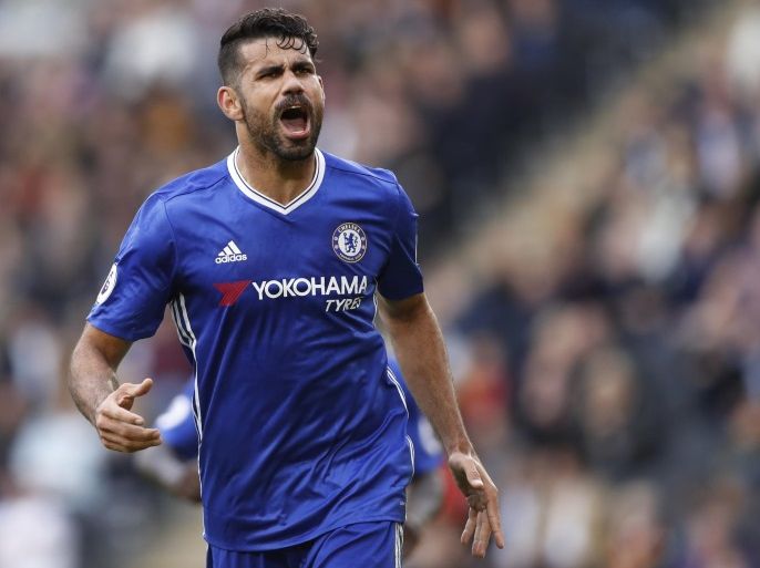 Britain Soccer Football - Hull City v Chelsea - Premier League - The Kingston Communications Stadium - 1/10/16 Chelsea's Diego Costa celebrates scoring their second goal Action Images via Reuters / Carl Recine Livepic EDITORIAL USE ONLY.