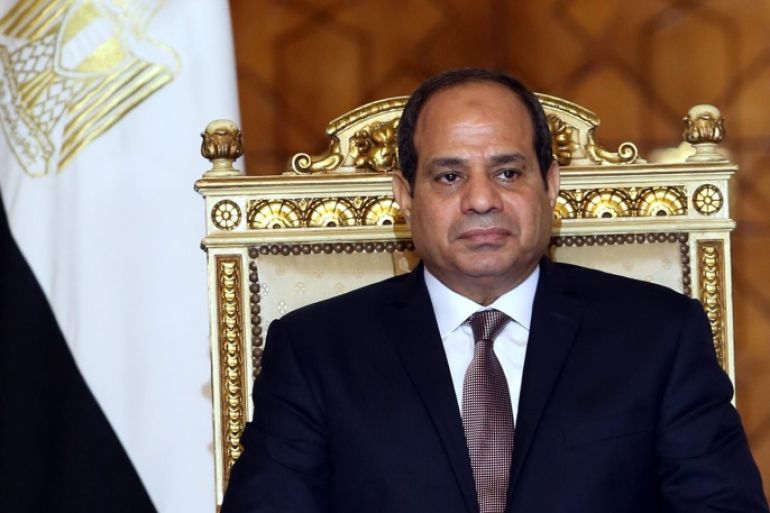Egyptian President Abdel Fattah al-Sisi looks on during the meeting with Sudanese President Omar Bashir (Not Pictured), in Cairo, Egypt, 05 Otober 2016. The meeting came as part of the Egyptian-Sudanese high committee, and its the first time that two presidents have headed this committee as its always held at the prime ministerial level. A number of economic agreements was signed during the meeting.