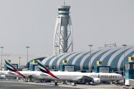 The traffic control tower is seen near the Emirates Terminal at Dubai International Airport, in this file photo taken February 10, 2013. The Obama administration will privately scold Qatar and the United Arab Emirates over subsidies to Gulf state airlines but will not limit the carriers access to U.S. routes, as domestic airlines had demanded, people familiar with the matter told Reuters. REUTERS/Jumana El Heloueh/Files