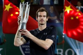 Tennis - Shanghai Masters tennis tournament final - Roberto Bautista Agut of Spain v Andy Murray of Britain - Shanghai, China - 16/10/16. Murray holds the trophy after winning tournament. REUTERS/Aly Song