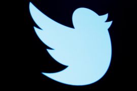 The Twitter logo is displayed on a screen on the floor of the New York Stock Exchange (NYSE) in New York City, U.S., September 28, 2016. REUTERS/Brendan McDermid/File Photo