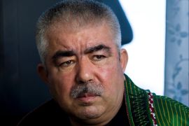 Afghan General Abdul Rashid Dostum speaks during an interview with Reuters at his Palace in Shibergan, in northern Afghanistan August 19, 2009. REUTERS/Caren Firouz/File Photo