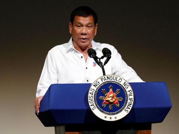 Philippine President Rodrigo Duterte delivers a speech at Philippines Economic Forum in Tokyo, Japan October 26, 2016. REUTERS/Kim Kyung-Hoon