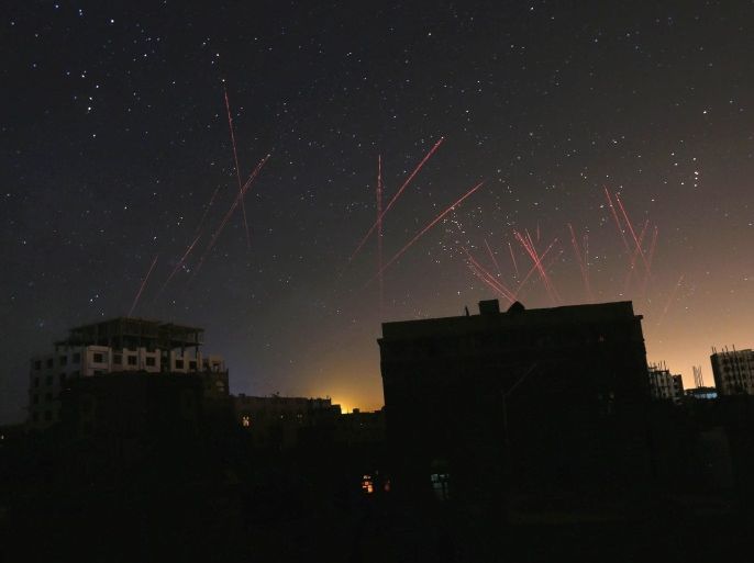 The sky over Sana'a is illuminated by anti-aircraft fire during a Saudi-led coalition airstrike in Sana'a, Yemen, 21 April 2015. The military coalition led by Saudi Arabia against Yemen's Houthi rebels claimed success in its air campaign and said the current operation would end at midnight. Coalition spokesman Ahmed Asiri said Operation Decisive Storm had eliminated the heavy weapons and ballistic missiles held by the mainly Shiite Houthis and allied military units. The operation had eliminated any threat to Saudi Arabia and neighbouring countries and would be replaced from 22 April by a new operation codenamed Restore Hope, Asiri said.