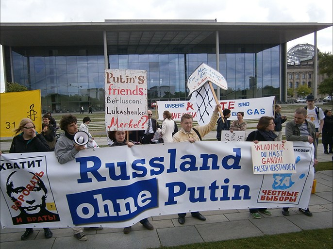 أحتجاجات واكبت زيارة بوتين الأخيرة لبرلين عام 2012 ينتظر تجددها حال حضوره الأسبوع القادم.