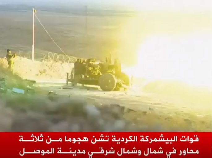 البشمركة الكردية تقصف بمدفع ثقيل مواقع مفترضة لتنظيم الدولة في محور بعشيقة شرق