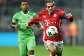 Philipp Lahm of Bayern Munich in action during the UEFA Champions League group D match between Byern Munich and PSV Eindhoven in Munich, Germany, 19 October 2016.