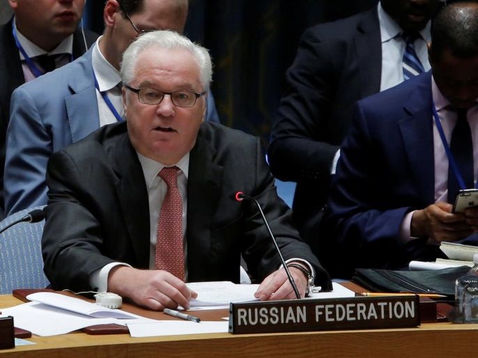 Russian Ambassador to the United Nations Vitaly Churkin addresses the United Nations Security Council during a high level meeting on Syria at the United Nations in Manhattan, New York, U.S., September 25, 2016. REUTERS/Andrew Kelly