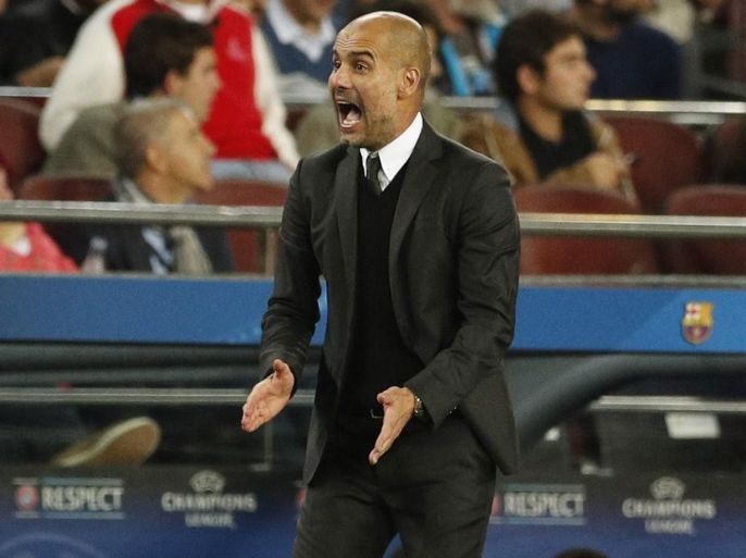 Football Soccer - FC Barcelona v Manchester City - UEFA Champions League Group Stage - Group C - The Nou Camp, Barcelona, Spain - 19/10/16 Manchester City manager Pep Guardiola Action Images via Reuters / John Sibley Livepic EDITORIAL USE ONLY.