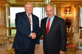 A handout photo provided by the Israeli Government Press Office (GPO) of US Republican presidential candidate Donald Trump (L) shaking hands with Israeli Prime Minister Benjamin Netanyahu at Trump Tower in New York, New York, USA on 25 September 2016. EPA/KOBI GIDEON/GPO/ HANDOUT
