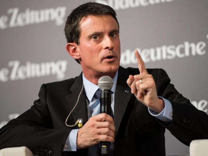 French Prime Minister Manuel Valls speaks at the economy summit hosted by the German newspaper Sueddeutsche Zeitung in Berlin, Germany, 17 November 2016.