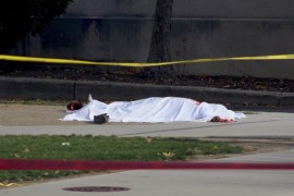 A bloodied body lies outside of the CBEC Building and Koffolt Labs following the attack on Ohio State University's campus in Columbus, Ohio, U.S. November 28, 2016. Courtesy of Mason Swires/thelantern.com/Handout via REUTERS ATTENTION EDITORS - THIS IMAGE WAS PROVIDED BY A THIRD PARTY. EDITORIAL USE ONLY. NO ARCHIVES. NO SALES. MANDATORY CREDIT. TEMPLATE OUT