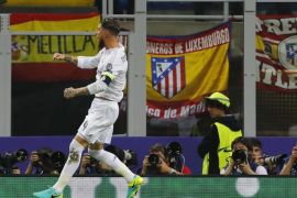 Soccer Football - Atletico Madrid v Real Madrid - UEFA Champions League Final - San Siro Stadium, Milan, Italy - 28/5/16 Sergio Ramos celebrates after scoring the first goal for Real Madrid Reuters / Stefan Wermuth Livepic EDITORIAL USE ONLY.