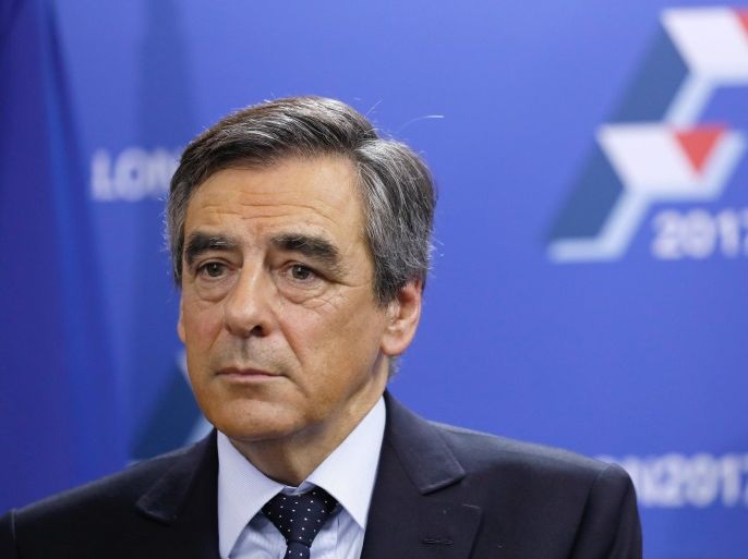Candidate for the right-wing Les Republicains (LR) party primaries ahead of the 2017 presidential election and former French prime minister, Francois Fillon delivers a speech at his campaign headquarters after finishing first of the first round of the rightwing presidential primary, in Paris, France, 20 November 2016. Francois Fillon took a commanding lead in the two-round primary that is widely expected to decide the country's next leader. The second round will be held on 27 November 2016. Voters are choosing between France's seven centre-right presidential candidates. The next French Presidential elections will take place on 23 April and 07 May 2017.