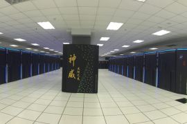 A handout picture made available by the National Supercomputing Center on 20 June 2016 shows the Sunway TaihuLight supercomputer, located at the state-owned Chinese Supercomputing Center in Wuxi, Jiangsu province, China. The new supercomputer is more than twice as powerful as Tianhe-2, topping the previous winner of the list of the 500 most powerful supercomputers in the world, according to TOP500 on 20 June 2016, a research organization that compiles the rankings twic