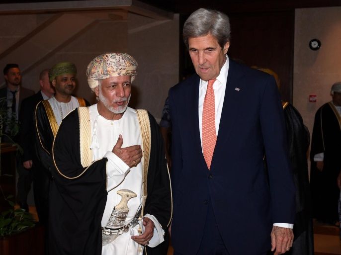 U.S. Secretary of State John Kerry (R) meets with Oman's Foreign Affairs Minister Yusuf bin Alawi bin Abdullah in Muscat, Oman, November 14, 2016. REUTERS/Mark Ralston/Pool