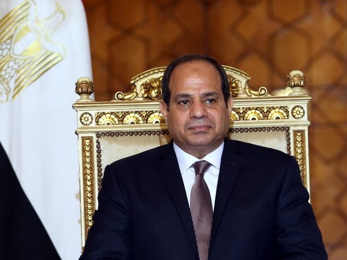 Egyptian President Abdel Fattah al-Sisi looks on during the meeting with Sudanese President Omar Bashir (Not Pictured), in Cairo, Egypt, 05 Otober 2016. The meeting came as part of the Egyptian-Sudanese high committee, and its the first time that two presidents have headed this committee as its always held at the prime ministerial level. A number of economic agreements was signed during the meeting.