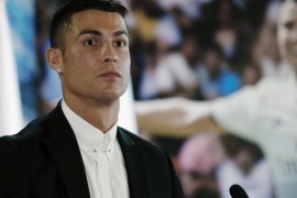 Real Madrid's Portuguese forward Cristiano Ronaldo looks on during a press conference held to announce the extension of his contract with Real Madrid until 30 June 2021, in Madrid, Spain, 07 November 2016.