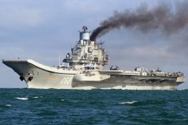 A handout photograph made available by Dover Marina.com on 21 October 2016 showing Russian aircraft carrier Admiral Kuznetsov in the English Channel, 21 October 2016. The Russian Task Group, which includes the sole Russian aircraft carrier, Admiral Kuznetsov, the nuclear powered Kirov Class Battlecruiser, Pyotr Velikiy and two Udaloy Class Destroyers, Vice Admiral Kulakov and Severomorsk sailed from Russia on Saturday 15 October to join the Russian anti-Daesh military operations in Syria. EPA/DOVER MARINA.COM / HANDOUT MANDTAORY CREDIT: DOVER MARINA.COM HANDOUT EDITORIAL USE ONLY/NO SALES