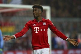 Football Soccer - Bayern Munich v FC Augsburg - German Cup (DFB Pokal) - Allianz Arena, Munich, Germany - 26/10/16 - Bayern's Kingsley Coman reacts. REUTERS/Michael Dalder DFB RULES PROHIBIT USE IN MMS SERVICES VIA HANDHELD DEVICES UNTIL TWO HOURS AFTER A MATCH AND ANY USAGE ON INTERNET OR ONLINE MEDIA SIMULATING VIDEO FOOTAGE DURING THE MATCH.