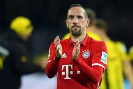 Bayern's Franck Ribery reacts after the German Bundesliga soccer match between Borussia Dortmund and Bayern Munich in Dortmund, Germany, 19 November 2016. Dortmund won 1-0. EPA/BERND THISSEN (EMBARGO CONDITIONS - ATTENTION - Due to the accreditation guidelines, the DFL only permits the publication and utilisation of up to 15 pictures per match on the internet and in online media during the match)