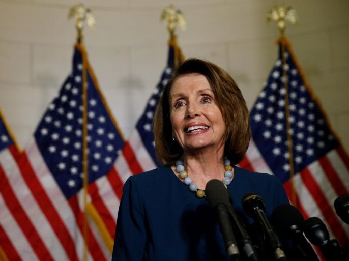 U.S. House of Representatives Democratic Leader Nancy Pelosi speaks to reporters after she was re-elected to her post on Wednesday, despite a challenge from Rust Belt congressman Tim Ryan who said the party needed new leadership, on Capitol Hill in Washington, U.S., November 30, 2016. REUTERS/Kevin Lamarque