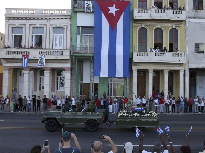 CORRECTING BYLINEA military vehicle transports the ashes of Cuba's late President Fidel Castro at the start of a three-day journey to the eastern city of Santiago, in Havana, Cuba, November 30, 2016. REUTERS/Carlos Garcia Rawlins