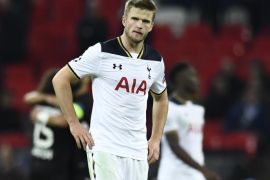 Britain Football Soccer - Tottenham Hotspur v Bayer Leverkusen - UEFA Champions League Group Stage - Group E - Wembley Stadium, London, England - 2/11/16 Tottenham's Eric Dier looks dejected after the game Reuters / Dylan Martinez Livepic EDITORIAL USE ONLY.