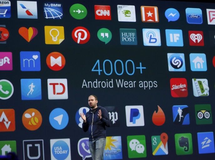 David Singleton, Director of Android Wear, speaks during the Google I/O developers conference in San Francisco, California May 28, 2015. REUTERS/Robert Galbraith