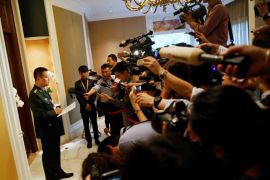 Spokesman for China's Ministry of Defence Yang Yujun addresses the media after a China-Vietnam bilateral meeting on the sidelines of the IISS Shangri-La Dialogue in Singapore June 3, 2016. REUTERS/Edgar Su