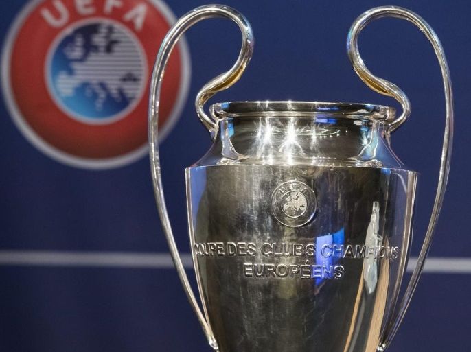 The Champions League trophy is pictured during the draw of the third qualifying round of the UEFA Champions League 2016/17 at the UEFA Headquarters, in Nyon, Switzerland, 15 July 2016.