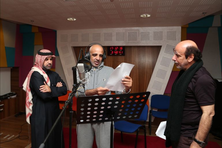 صورة من بروفات أوبريت حلب التي يقدمها فنانون قطريون اليوم في مسرح كتارا