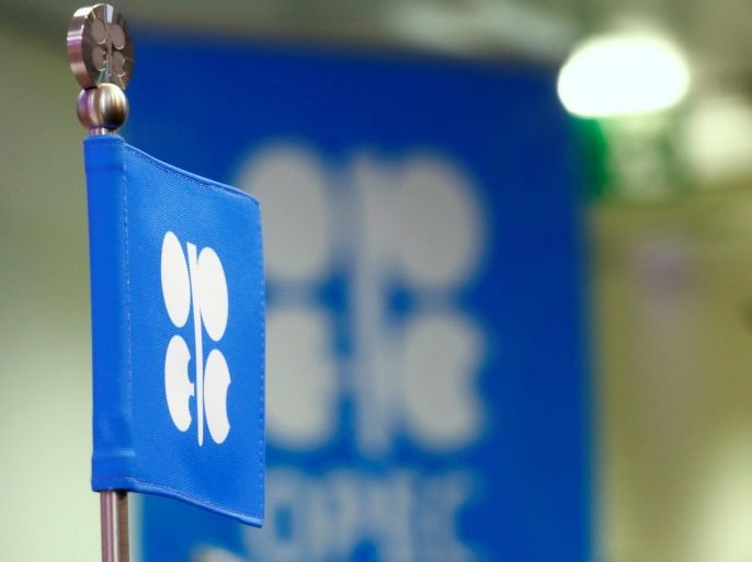 The OPEC flag and the OPEC logo are seen before a news conference in Vienna, Austria, October 24, 2016. REUTERS/Leonhard Foeger/File Photo