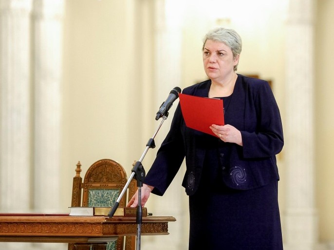 Sevil Shhaideh is sworn in for the position of minister for regional administration and public administration, in Bucharest, Romania, May 20, 2015. Picture taken May 20, 2015. Inquam Photos/Ovidiu Micsik/via REUTERS ATTENTION EDITORS - THIS IMAGE WAS PROVIDED BY A THIRD PARTY. EDITORIAL USE ONLY. ROMANIA OUT. NO COMMERCIAL OR EDITORIAL SALES IN ROMANIA.