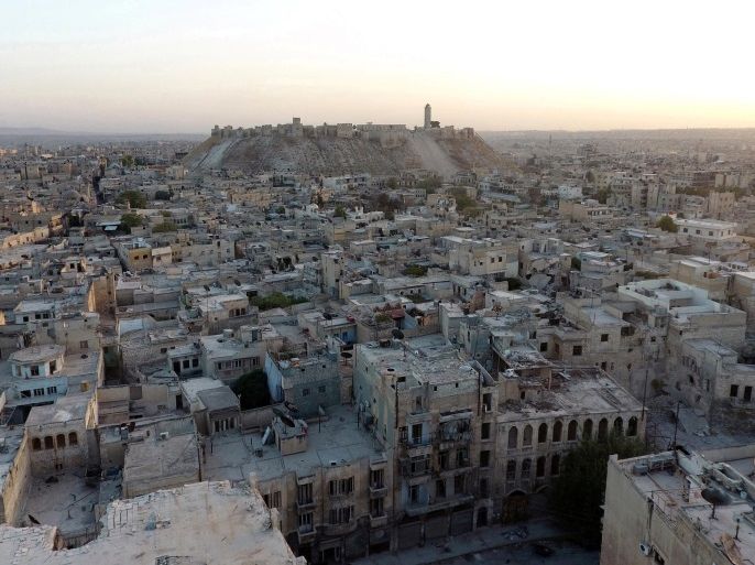 A general view taken with a drone shows the Old City of Aleppo and Aleppo's historic citadel, Syria October 12, 2016. REUTERS/Abdalrhman Ismail/File Photo