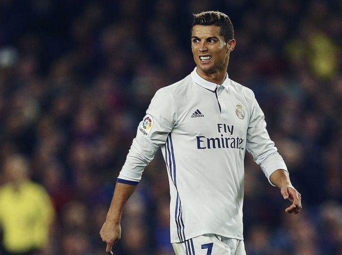 Real Madrid's Portuguese striker Cristiano Ronaldo during the Primera Division match between FC Barcelona and Real Madrid at Camp Nou stadium in Barcelona, Catalonia, Spain, 03 December 2016.