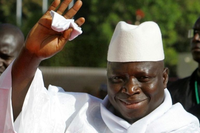 FILE PHOTO Gambia's President Yahya Jammeh arrives for the 23rd French-African summit in Bamako December 3, 2005. REUTERS/Jacky Naegelen/Files
